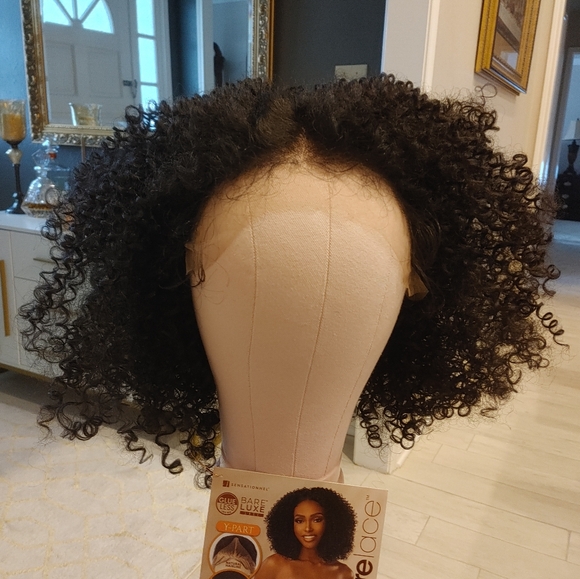 Sensationnel Bare Lace Short Curly Glueless Wig HD Pre Plucked Darkest Brown #2 - Picture 2 of 10